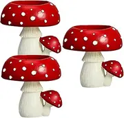 LeoLeoyy 3 PCS Mushroom Candles Holder Set 2.9'' Whimsical Red Resin Tealight Candle Holders Realistic Mushroom Decorations for Decorating Placing Candles