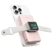 iWALK MAG-X Magnetic Wireless Power Bank with iWatch Charger,10000mAh PD Fast Charging Portable Charger Compact Battery Pack Compatible with iPhone 15/14/13/12 Series,Apple Watch Ultra/8/7/6/5/4