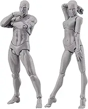 Body Doll, Artists Manikin Blockhead Jointed Mannequin Drawing Figures Male+Female Set (Grey)
