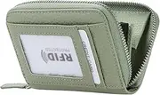 [ILIYAH] Women's Wallet Genuine Leather RFID Blocking Large Capacity Ladies Wallet Wristlet Clutch Card Holder Small Ladies Purse with ID Window, Green, Minimalist