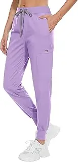[Scrubspro] Women's Scrub Pants - Elastic Waist Pants for Women 8 Pocket Joggers Pants Stretch Nurse Scrubs Bottoms
