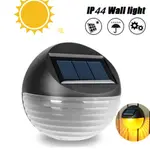 2LED SOLAR FENCE LIGHT / ROUND WARM LIGHTING EFFECT DECORATI