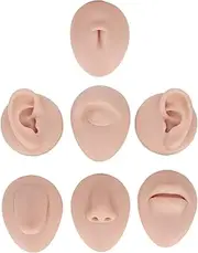 Silicone Piercing Practice Model, 7PCS Soft Ear Model Flexible Model Body Parts Tongue Model Eyes Model Mouth Model Nose Model Navel Model for Jewelry Display Teaching Tool