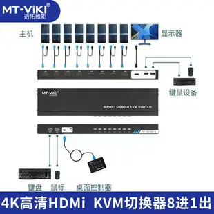邁拓維矩 kvm切換器2口4口8口hdmi切換器帶usb多電腦顯示器鍵盤鼠標共享器8進1出 MT-801HK-C 4k30hz