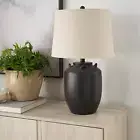 24" Black Farmhouse Ceramic Pottery Jug Table Lamp for Bedside Table, Living Roo