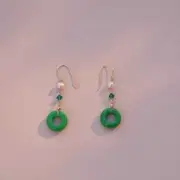 Jadeite jade Ring Earrings Freshwater Pearl Eardrop Halloween Gift Easter