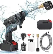 [JUSTOOL] Cordless Pressure Washer 20V 3.0Ah Portable Battery Powered Pressure Washer 450PSI with 6-in-1 Adjustable Nozzle 6m Hose Suitable for Household Washing Cars/Fences/Siding