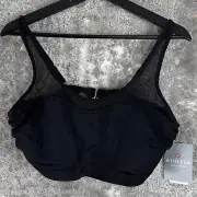 NWT Athleta Sz 40 B/C Black Bra Cup Mesh Trim Bikini Swim Top Workout Performanc
