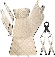Bark Lover Dog Car Seat Cover for Back Seat Car Hammock, Waterproof Backseat Protector for Dogs, Mesh Window and Multiple Pockets - Fits Cars, SUVs, and Trucks