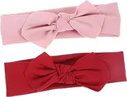 Yardwe 2Pcs Bow Headbands for Cute Elastic Hair Accessories for Showers Birthdays and Family Photos Comfortable Stylish
