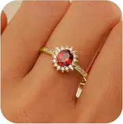 [KIFUTENG] Ruby Rings For Women Gold Sterling Silver 925 With Cubic Zirconia Noble Promise Ring For Her Dainty Christmas Jewelry Gift statement Rings US Size 5-10