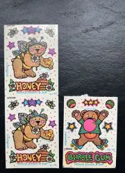 Vtg 1983 Natural Scratch & Sniff Sticker Set Honey & Bubble Gum Illuminations