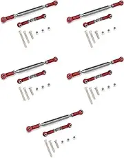 Mellisso 5X Metal Adjustable Steering Linkage Servo Link Pull Rod Turnbuckle for MN D90 D99 MN-90-45 1/12 RC Car Crawler,Red