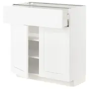 METOD / MAXIMERA base cabinet with drawer/2 doors, white Enköping/white wood effect, 80x37x80 cm