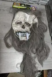 Super Long Hair Skull Skeleton Tusk Halloween Mask Costume Prop Totally Ghoul