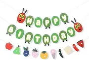 Hungry Caterpillar Happy Birthday Banner - Themed Party Decor, Fruit Garland, Cake Smash Props