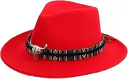 [Gadpiparty] Bull Head Woolen Hat Black Fedora Hat for Men Para Hombres Girls Hat Woolen Cap Wool Fedora Hat Sun Hat Hat Visor Hat Western Hat Felt Cosplay