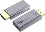 PremiumCord 8K USB-C to HDMI Adapter F/M, HDMI 2.1, UHD 8K 4320p 60Hz, 4K 2160p 144Hz, HDR10+, HDCP 2.3, 48 Gbps, Aluminium Housing, Space Grey