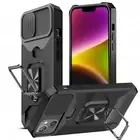 Rugged Stand Case with Camera Cover & Magnet Back for iPhone 13 Pro Max/Samsung