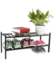 Fresh Fab Finds Bamboo 2-Tier Shoe Rack NoSize NoColor