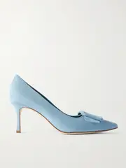 [Manolo Blahnik] Manolo Blahnik - Maysale 70 Buckled Suede Pumps - Blue - IT40.5 IT 40.5 Blue