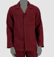 $27 Club Room Men's Red Black Cotton Heathered Check Flannel Pajama Top Size M