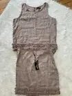 For Cynthia Linen Skirt And Top Set Lagenlook Minimalist Fringe PM/L NWT