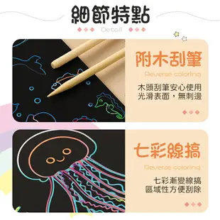 【雙面創作！一套九張】 卡通刮刮畫 刮畫 繪畫 DIY 刮刮畫 創意刮畫 圖案刮畫 刮畫用品 著色本 塗鴉 彩色刮畫 上