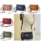 Large Capacity Lattice Shoulder Bag Zipper PU Leather Messenger Bag Women