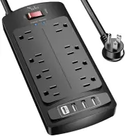 Surge Protector Power Strip - Nuetsa Flat Plug Extension Cord with 8 Outlets and