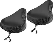 Werownsgso Pack of 2 Waterproof Bicycle Seat Cover Rain Bicycle Cushion Seat Protector with Drawstring Elastic PVC Saddle Protector for Most Bicycle Saddles