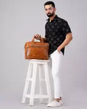 leather laptop messenger bag | Men's crossbody leather laptop bag