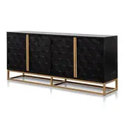 Mildred 1.78m Sideboard - Black ELM Wood with Gold Handle