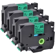 4 Pack Black on Green TZ-741 Tze-741 Label Tape For Brother P-touch PT-2130 9600