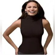 Spanx Chic Sleeveless Turtleneck tummy control top Bittersweet brown L