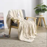 Dreamaker Coral Fleece Heated Throw Cream