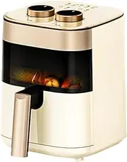 Machine Air Fryer,4.5/5Qt. Family Size, Multi-Function Double Knob Electric Fryer,Fry French Fries,Chicken,Meat,Fish,Non-Stick Pan,Easy to Clean,Automatic Power Off,Off-White,4.5L
