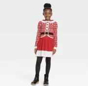 Girls' Mrs. Clause Christmas Sweater Dress Size S 6/6X