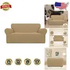 Machine Washable Elastic Sofa Cover – Stylish Stretch Loveseat Slipcover in Gold