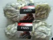 Premier Paris super bulky wool blend yarn, Yellow/Grey, lot of 2 (55 yds each)