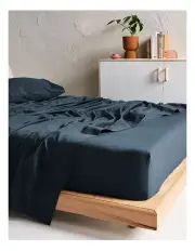 [Linen House] Augusta Flat Sheet in Navy