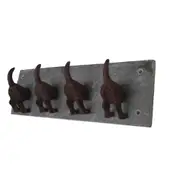 Mr Gecko Cast Iron Hand Made Wall 4 Hook Hanger Dog Tails on Flagstone