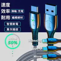 在飛比找PChome24h購物優惠-智慧發光充電線 銀色 2米 Type-C 傳輸線