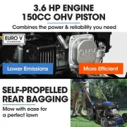 18m Self-Propelled Lawn Mower, 150cc 4-Stroke Engine, 7 Heights, Steel Deck