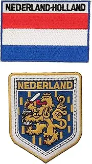 A-ONE Netherland Applique Shield Patch+Holland National Flag Embroidered Patch, Patches for Decorate Uniform Battle Outfit Battle Cap Gloves Boonie Hat Army Cloth Jacket No.110C