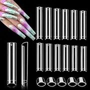 XXXL No C Curve Square Nail Tips, 600PCS Clear Nail Tips for Acrylic Nails Professional, Straight Tapered Square Tips 3XL Extra Long Acrylic Nails Tips Half Cover French Nails for Women 12 Sizes