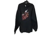 AFL Essendon Bombers Graphic Print Black Front Pocket Hoodie Men Size Medium NEW