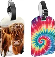 [CWAGFEQZ] 2-Pc Luggage Tags for Suitcases,Travel Tags for Luggage,Bright Watercolor Tie Dye