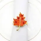 Rhinestone Maple Leaf Napkin Holder Table Setting Serviette Buckle Napkin Ring
