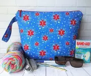 Project Bag Knit Crochet Yarn Storage Makeup Travel Asclepius Rod Zip Tote Gift